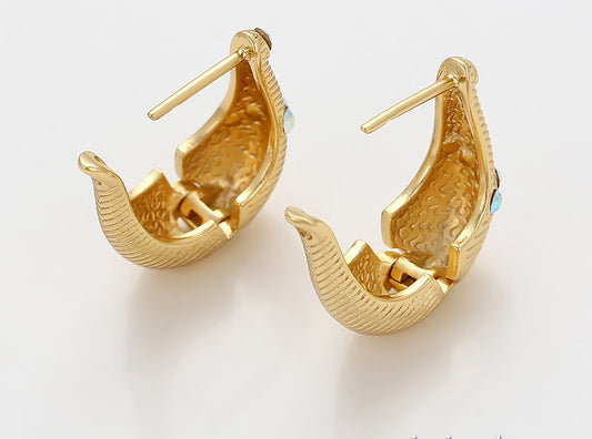 Crystal 14K gold color plated earring image 1