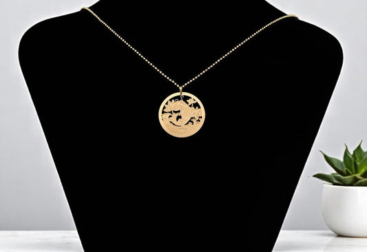 18K Gold Plated Round Koi Fish & Lotus Flower Pendant & Lever back Earrings Set image 1