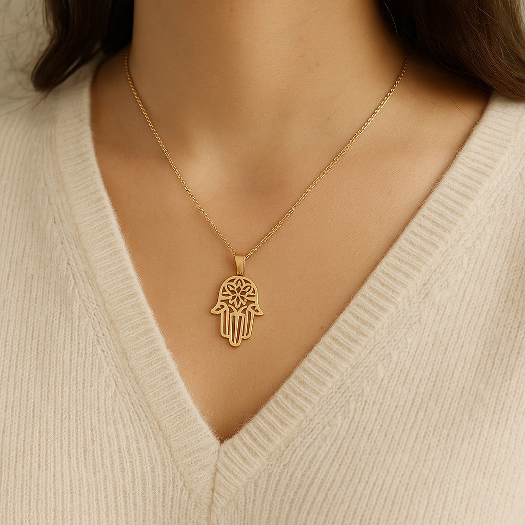 Protective 14K Gold Plated Hamas Hand Pendant image 3