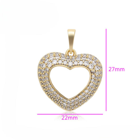 Romantic Gold Heart Pendant with Crystals - 14KGold Plated image 1