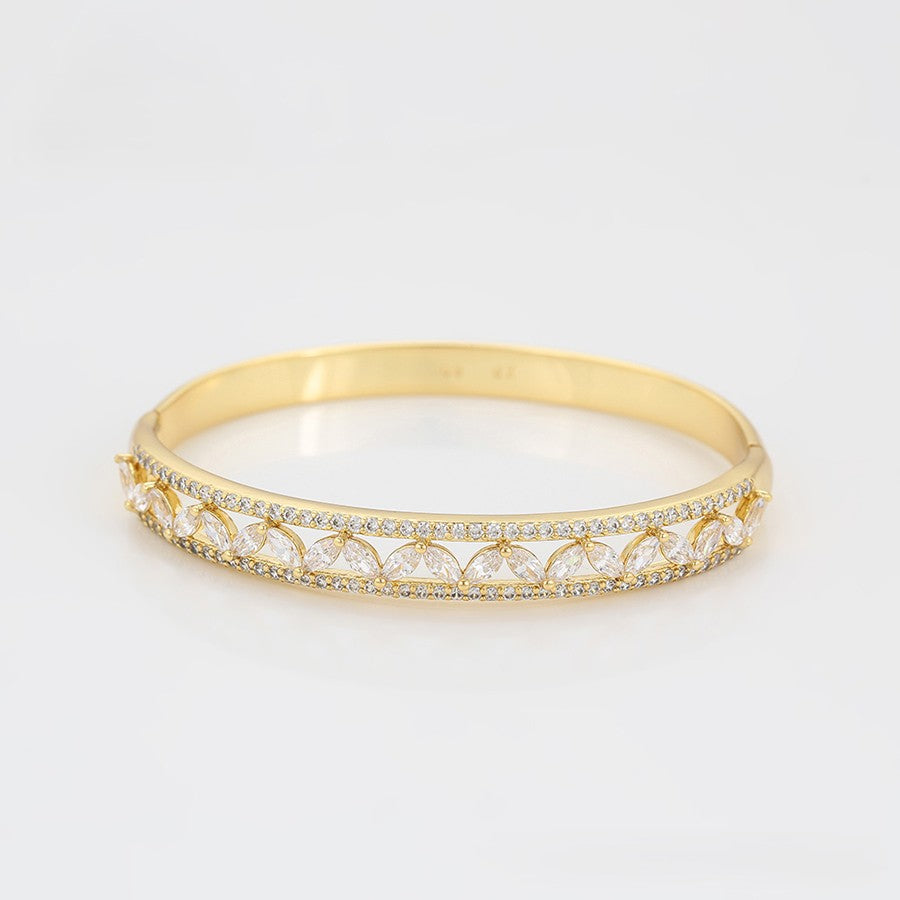 14K gold plated - Gold Bangle Bracelet with Cubic Zirconia image 3