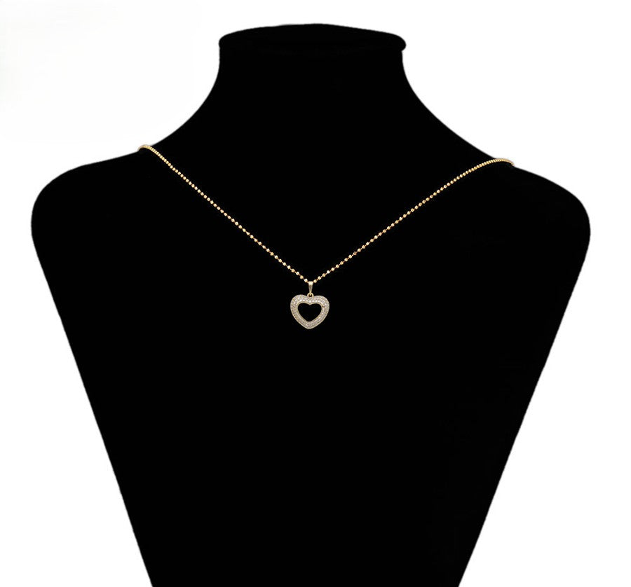 Romantic Gold Heart Pendant with Crystals - 14KGold Plated image 4