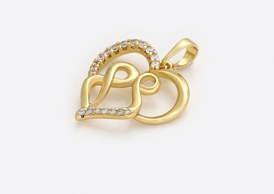 Solid 14k Gold Plated Infinity Heart Pendant with Pave Diamonds image 5