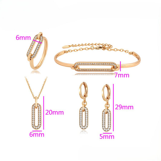 14K Gold Plated Paperclip Style Jewelry Set image 1