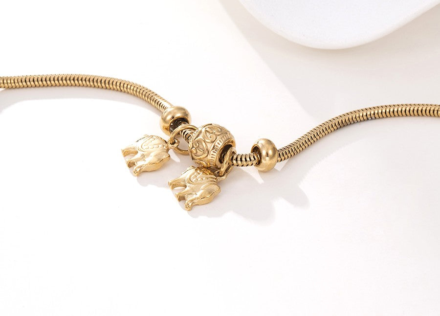 18K Rose Gold Elephant Charm Bracelet image 2