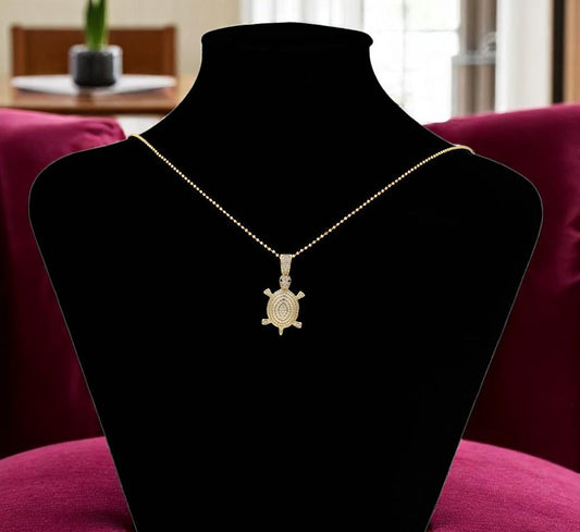 Men's / Women's Gold Crystal Turtle Pendant image 1