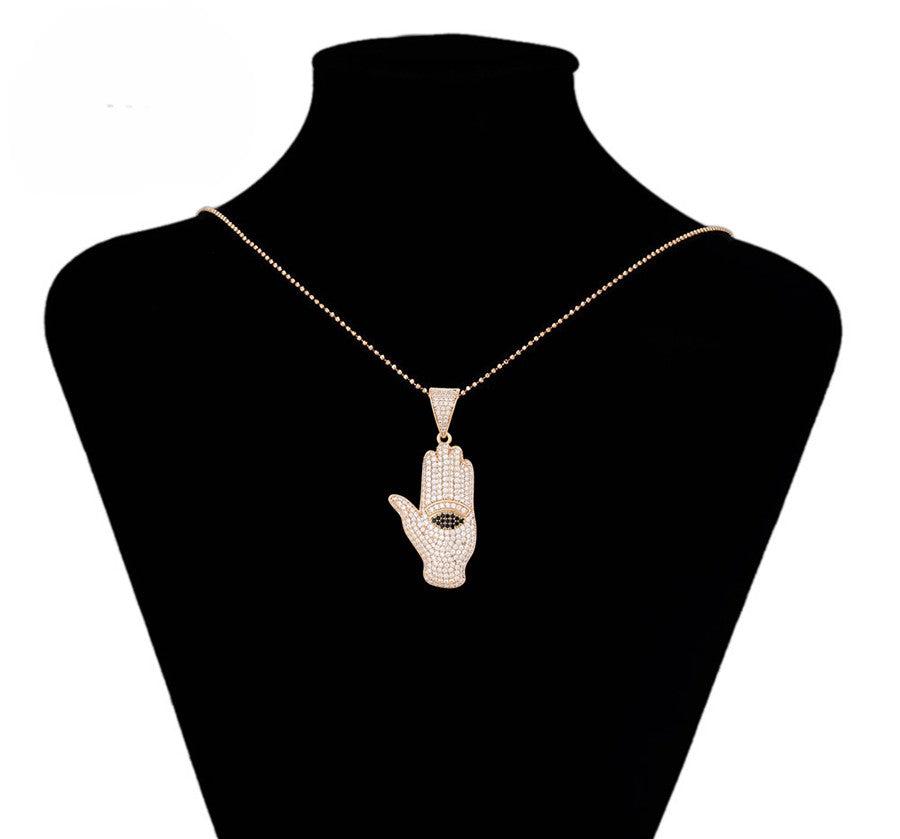 Sparkling Pave Hamsa Necklace Charm - 18K Gold Plated image 1