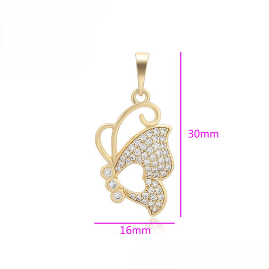 14K Gold Plated Butterfly Pendant with Crystal Pave image 1