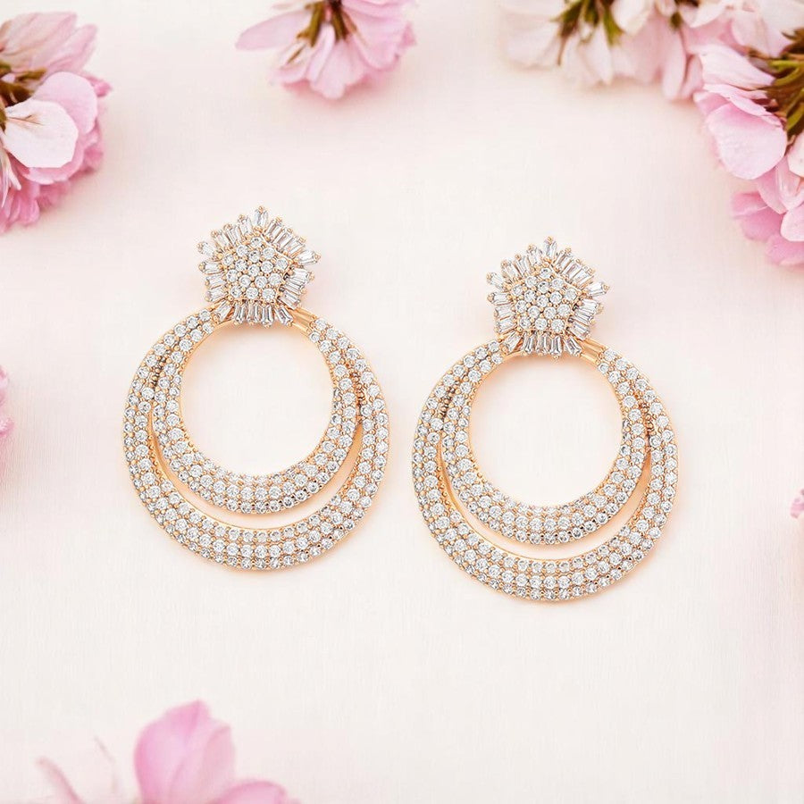 Gold Plated Multi-Layer Crystal Hoop Earrings image 0