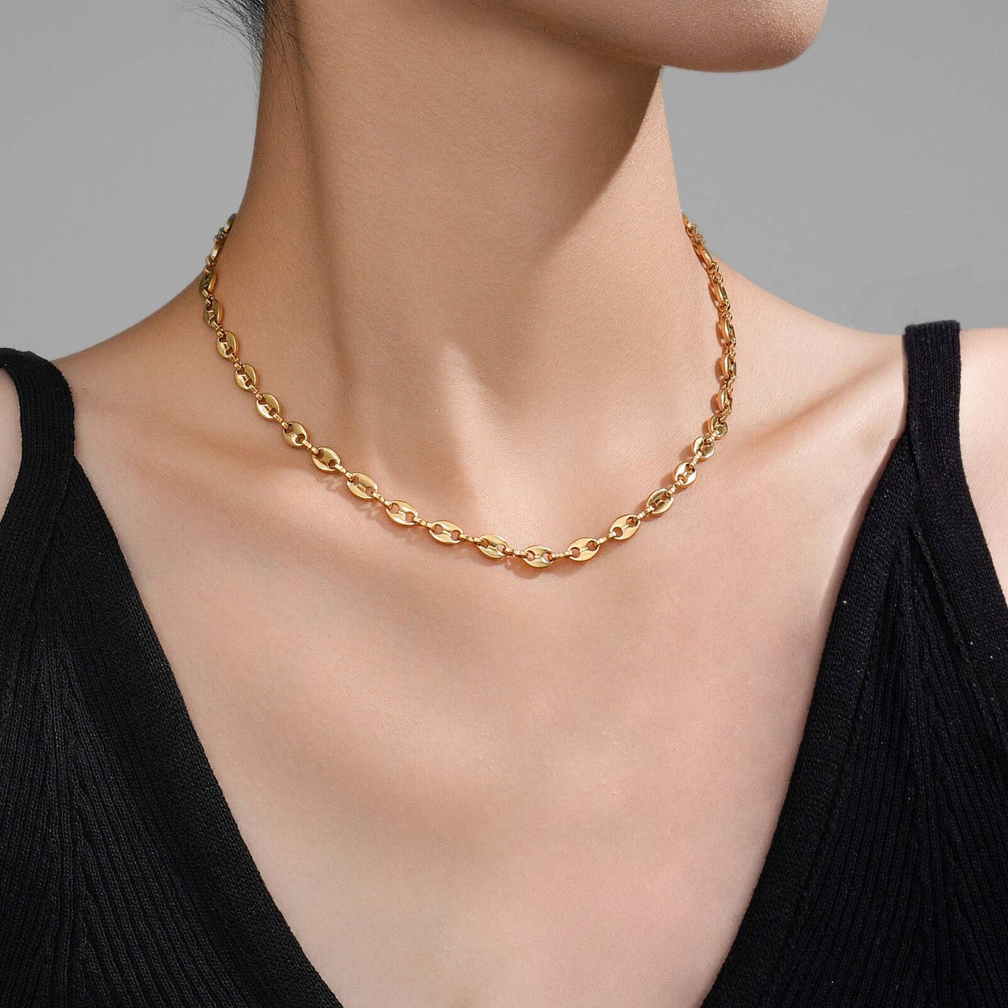Anchor Link Necklace - 18K Gold Plated Stainless Steel image 0