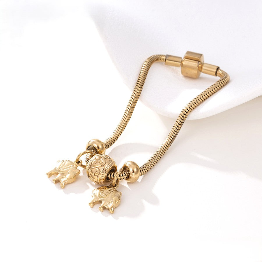 18K Rose Gold Elephant Charm Bracelet image 3