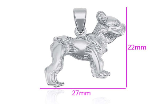 Silver French Bulldog Puppy Pendant image 1