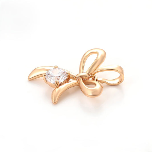 18K Gold Plated - Rose Gold Bow Jewelry Set with Crystal Accents image 1