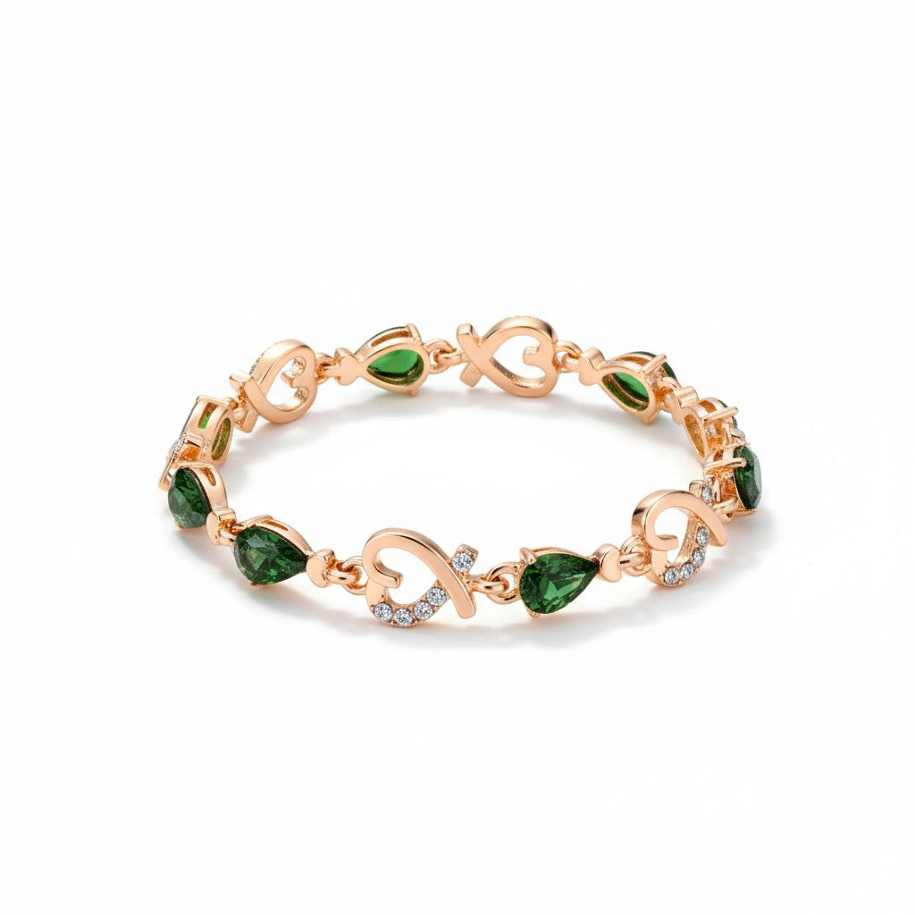 Hollow Love Heart Link Bracelet with Style Gems