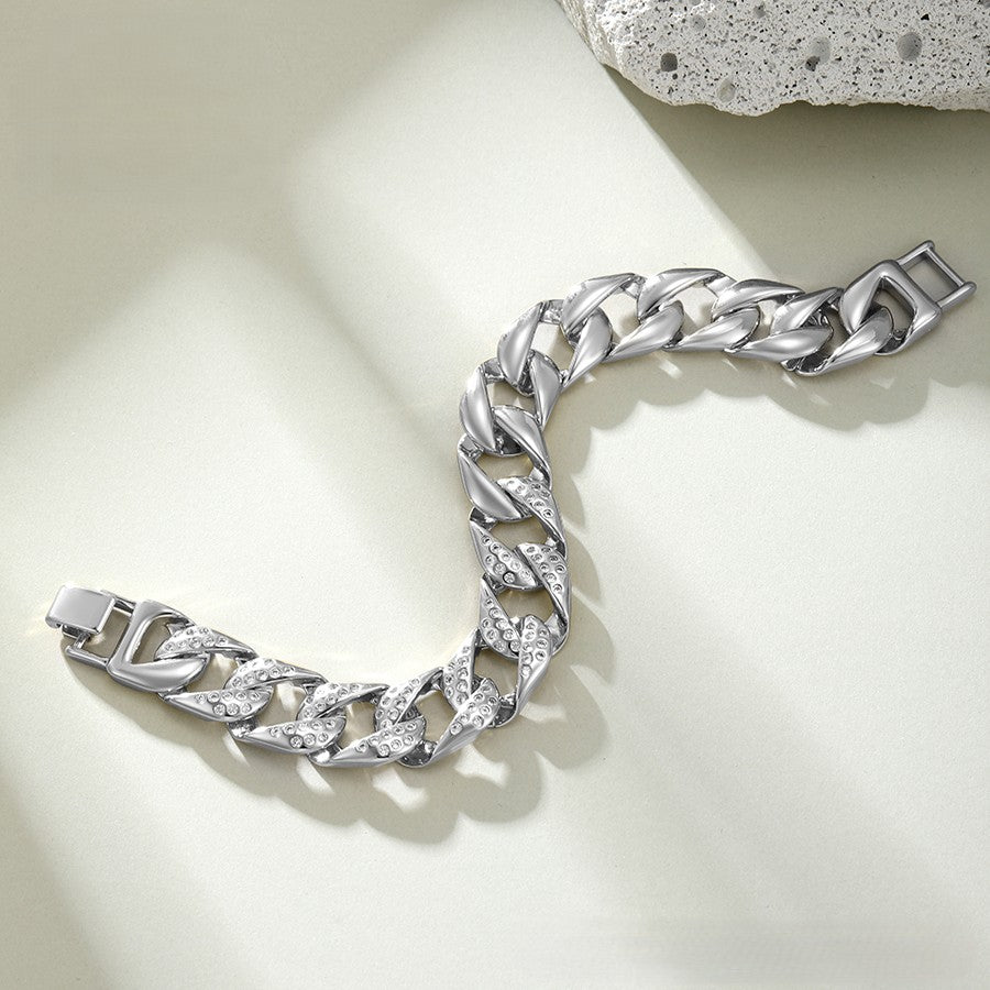 Platinum plated bracelet with white crystal