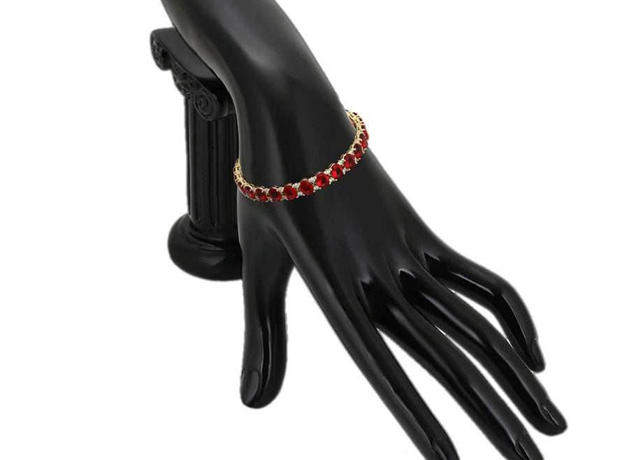 Elegant Ruby Full Circle Ring in 14k Yellow Gold Plated image 2