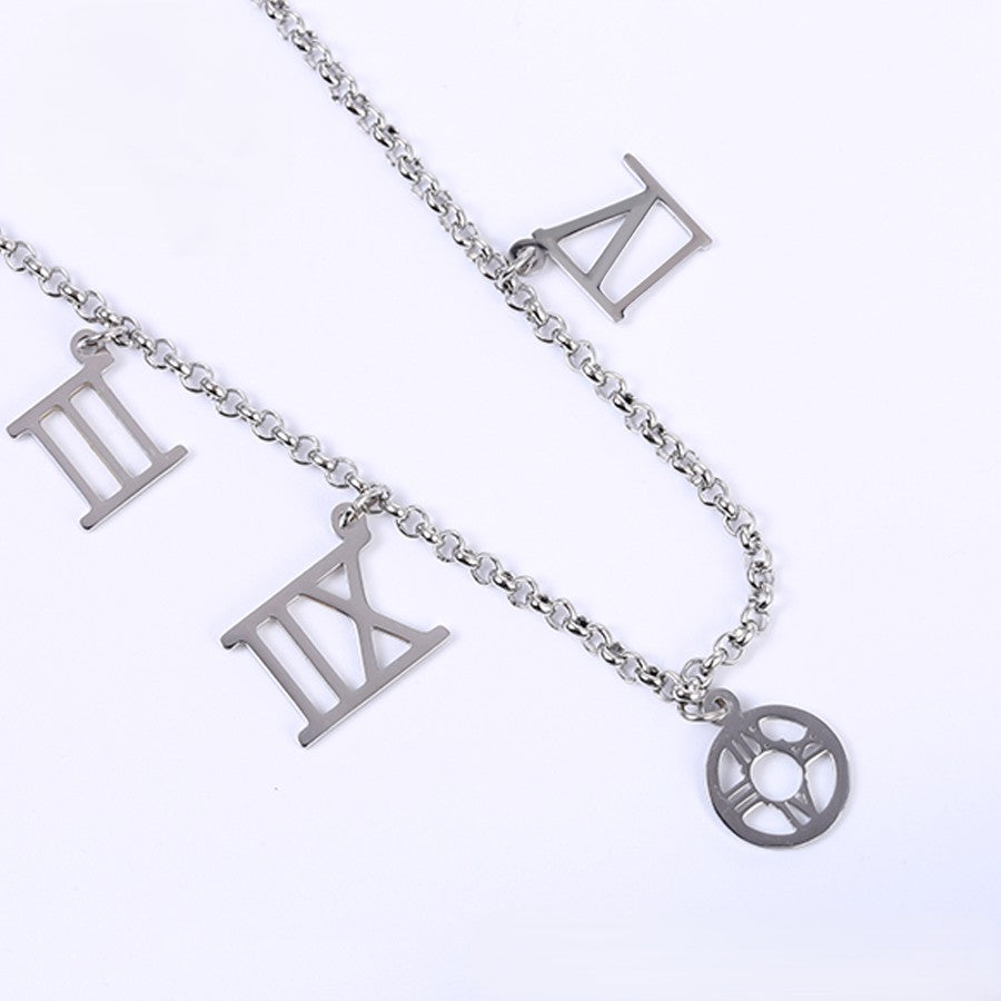 Modern Silver Chain Anklet with Roman Numerals image 2
