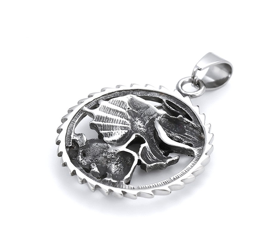 Dragon with Skull and Rose Charm in Sterling Silver image 3