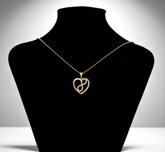 18K Gold Plated - Elegant Rose Gold Infinity Heart Pendant image 1