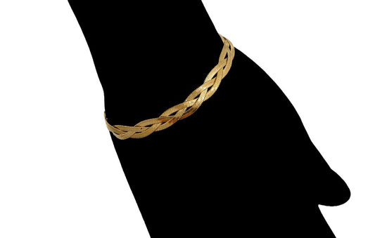 18K Gold Plated Braided Snake Chain Bracelet image 1