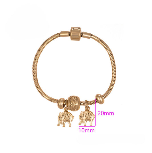 18K Rose Gold Elephant Charm Bracelet image 1