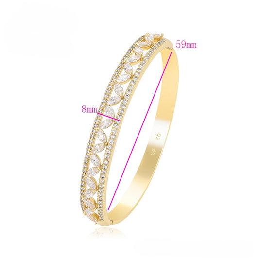 14K gold plated - Gold Bangle Bracelet with Cubic Zirconia image 1