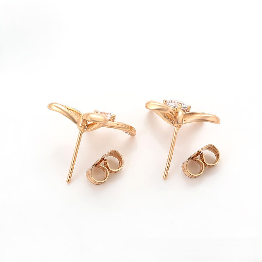 18K Gold Plated - Rose Gold Bow Jewelry Set with Crystal Accents image 4