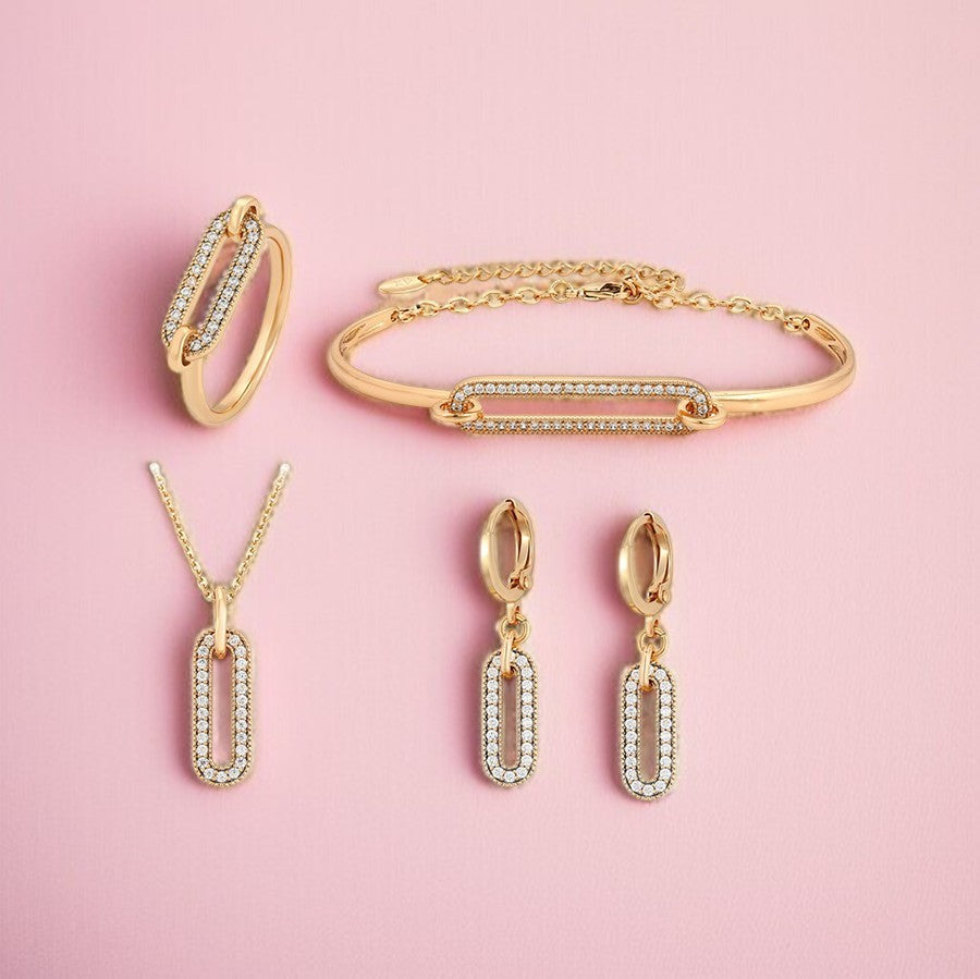 14K Gold Plated Paperclip Style Jewelry Set image 5