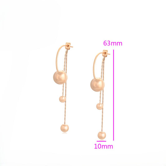 Rose Gold Plated Ball Chain Drop Earrings image 2