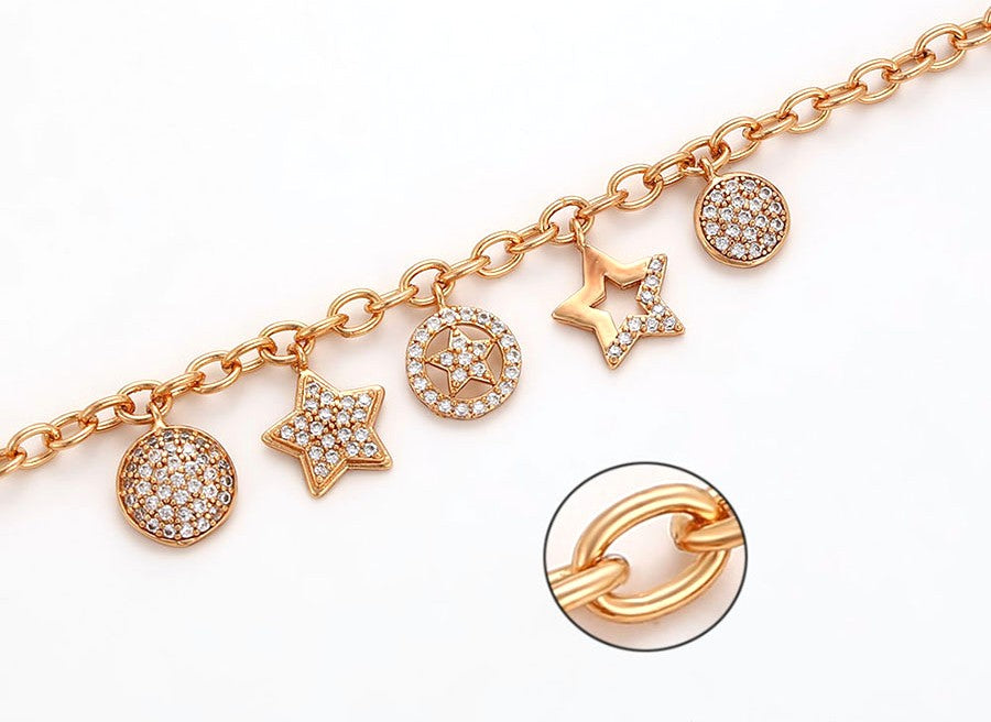 Fashion Gold Chain Bracelet with Zirconia Charms - 18K Gold Plated image 4