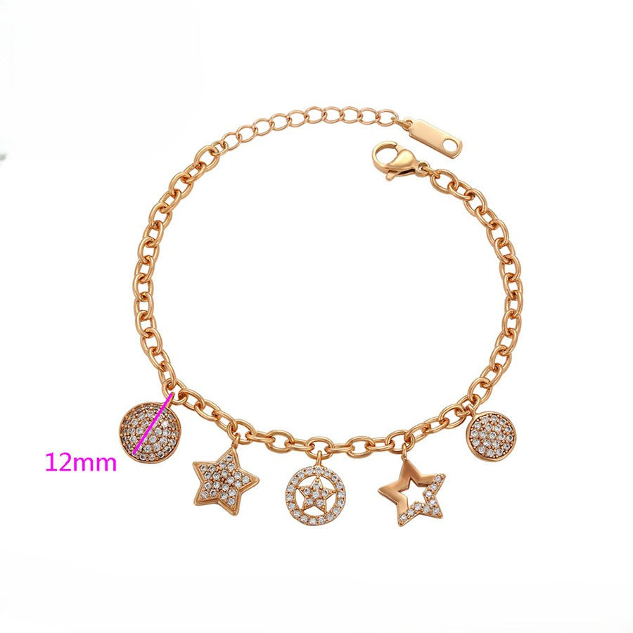Fashion Gold Chain Bracelet with Zirconia Charms - 18K Gold Plated image 3