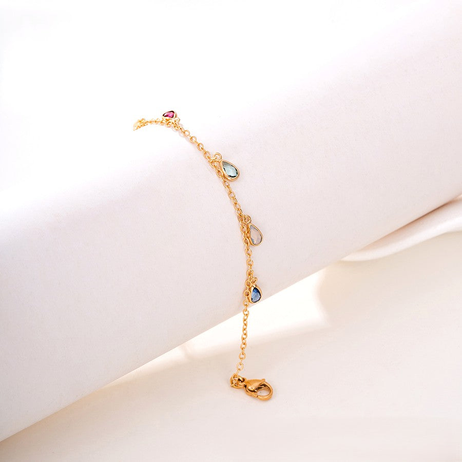 14K Gold Plated Teardrop Crystal Charm Colorful Bracelet image 5