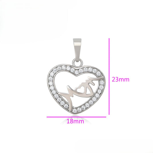 Sterling Silver Mother and Child Heart Pendant with Crystal Accents image 1