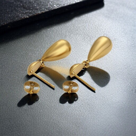 Elegant 14K Gold Plated Teardrop Dangle Earrings - Minimalist Style image 1