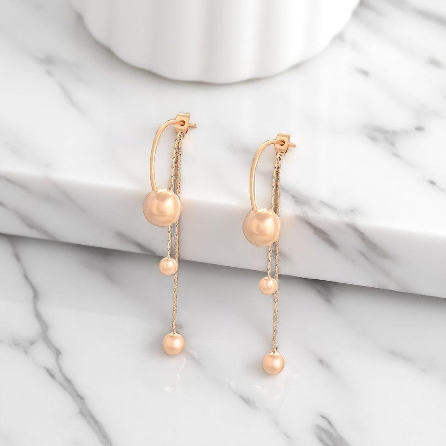 Rose Gold Plated Ball Chain Drop Earrings image 1