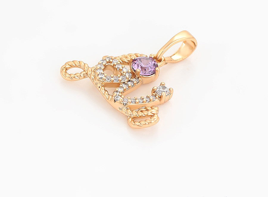 18K Gold Plated "Love" Heart and Gemstone Charm Pendant image 3