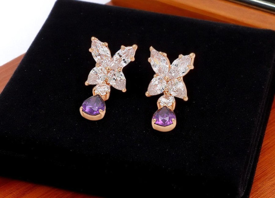 14K Rose Gold Plated Butterfly Pendant & Stud Earrings Set image 5