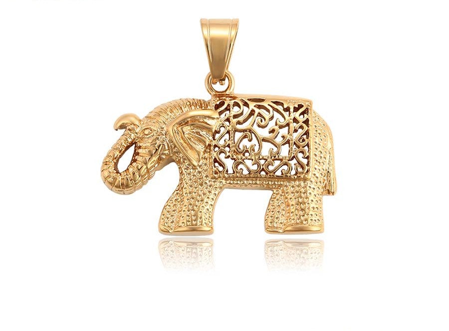 18K Gold Plated Lucky Elephant Pendant image 0