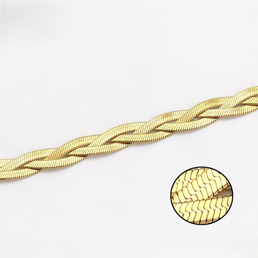 18K Gold Plated Braided Snake Chain Bracelet image 3