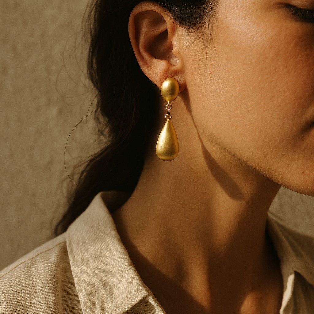 Elegant 14K Gold Plated Teardrop Dangle Earrings - Minimalist Style image 2