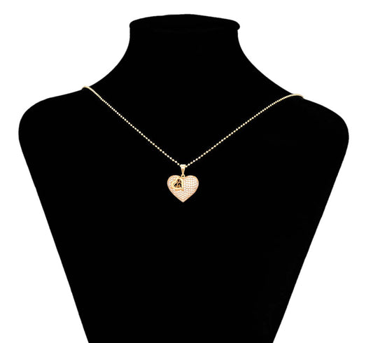 18K Gold Plated Pave Heart Pendant with Openwork Inner Heart image 1