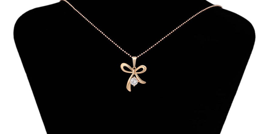 18K Gold Plated - Rose Gold Bow Jewelry Set with Crystal Accents image 5