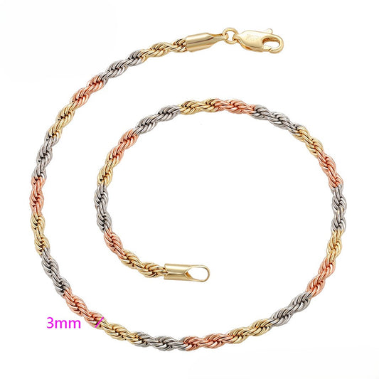 Yellow, White & Rose Gold Twisted Rope Bracelet in 14k Gold image 1