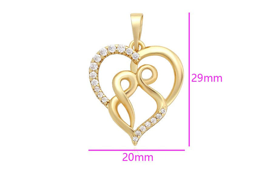 Solid 14k Gold Plated Infinity Heart Pendant with Pave Diamonds image 4