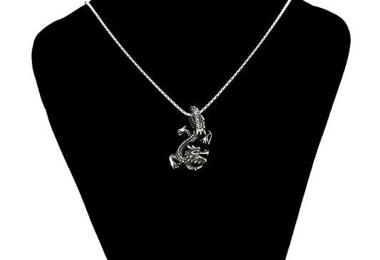Antique Style Sterling Silver Eastern Dragon Pendant image 1