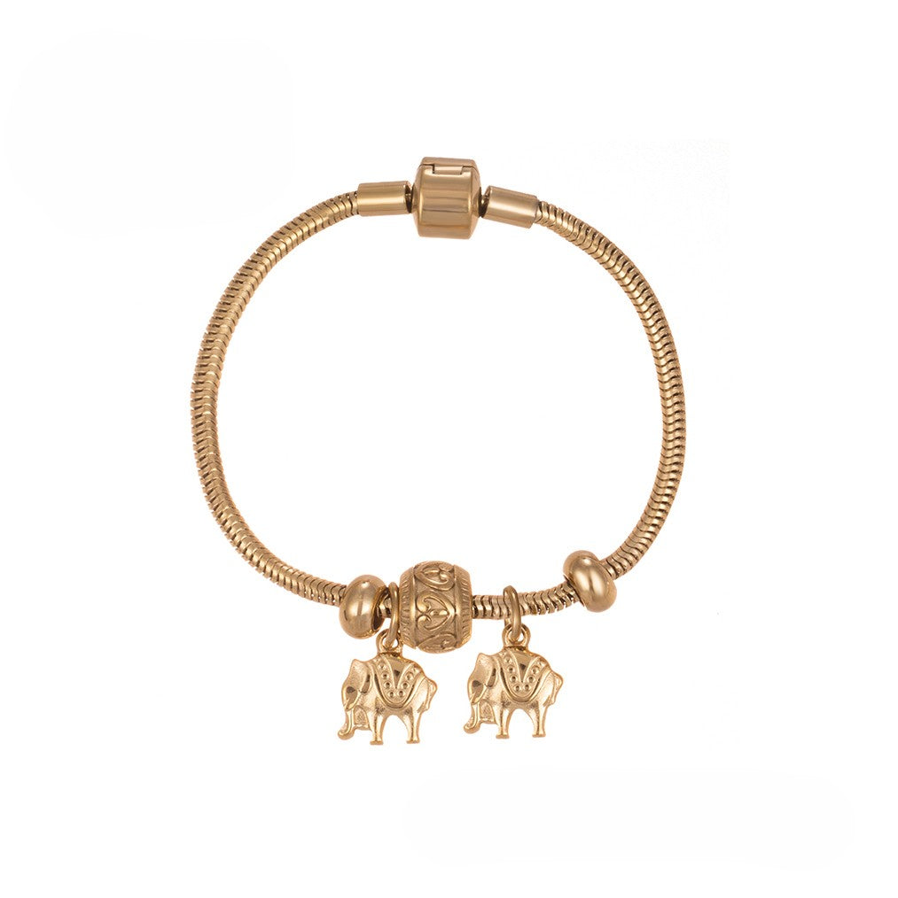 18K Rose Gold Elephant Charm Bracelet image 0