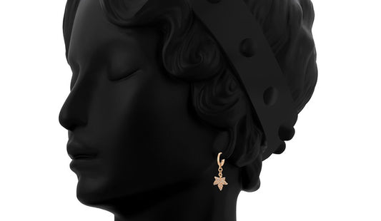 Elegant Rose Gold Leaf Earrings with Full Crystal Accents image 1