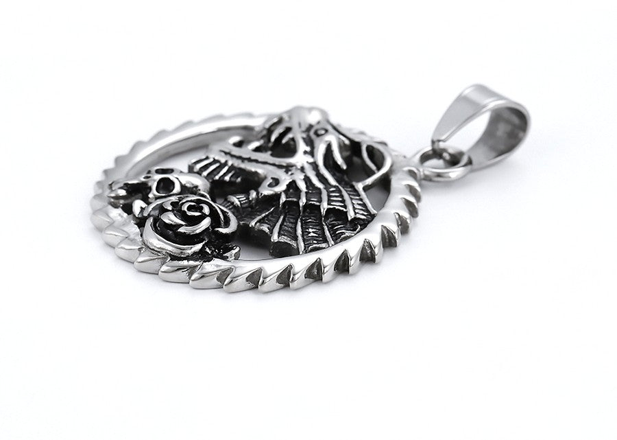 Dragon with Skull and Rose Charm in Sterling Silver image 4