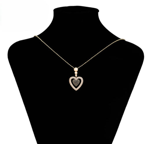 18K Gold Plated Pendant with Crystal Hearts image 1