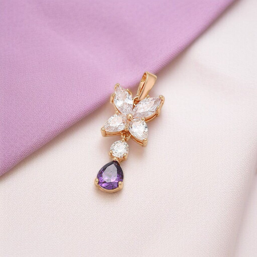 14K Rose Gold Plated Butterfly Pendant & Stud Earrings Set image 1